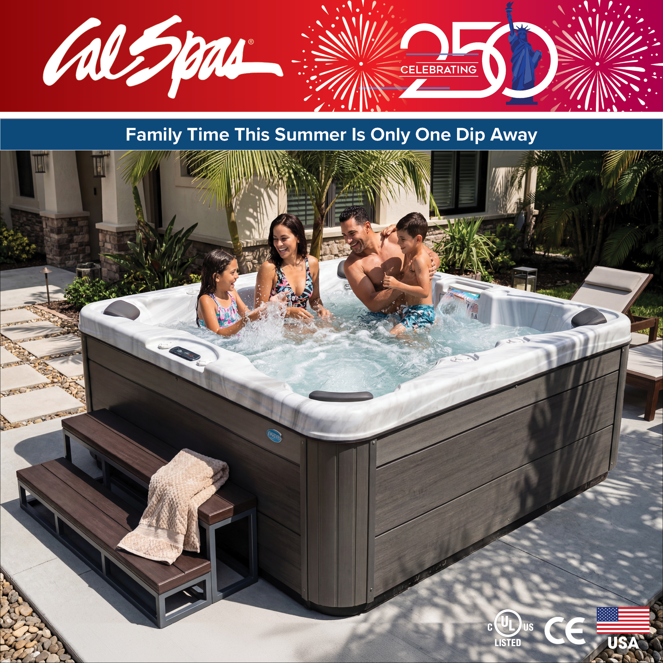 Calspas hot tub being used in a family setting - Clarksville